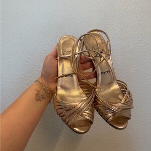 Christian Louboutin Metallic Rose Gold Strappy Heels